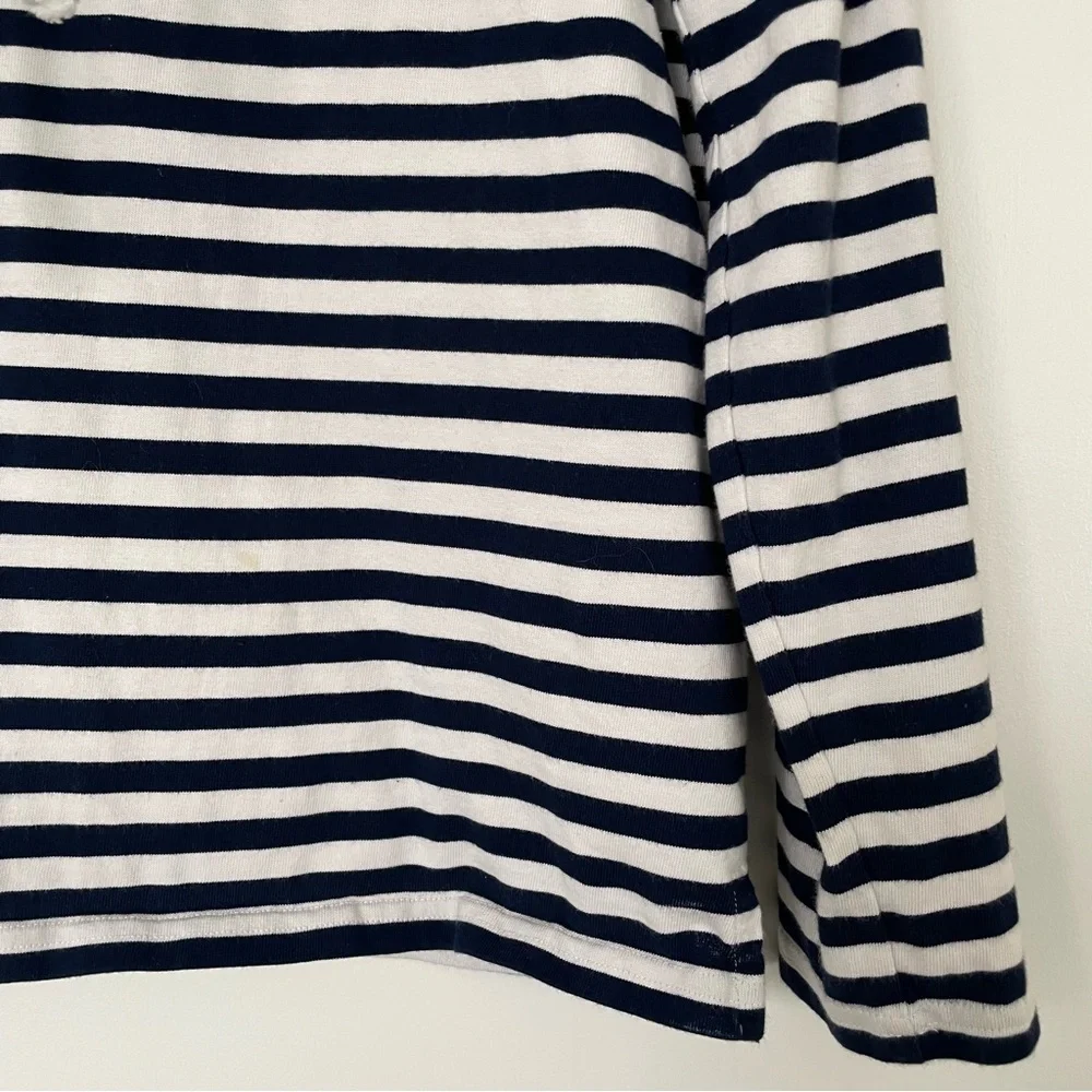 J. Crew Navy White Striped Funnel Neck Sweatshirt Size XS